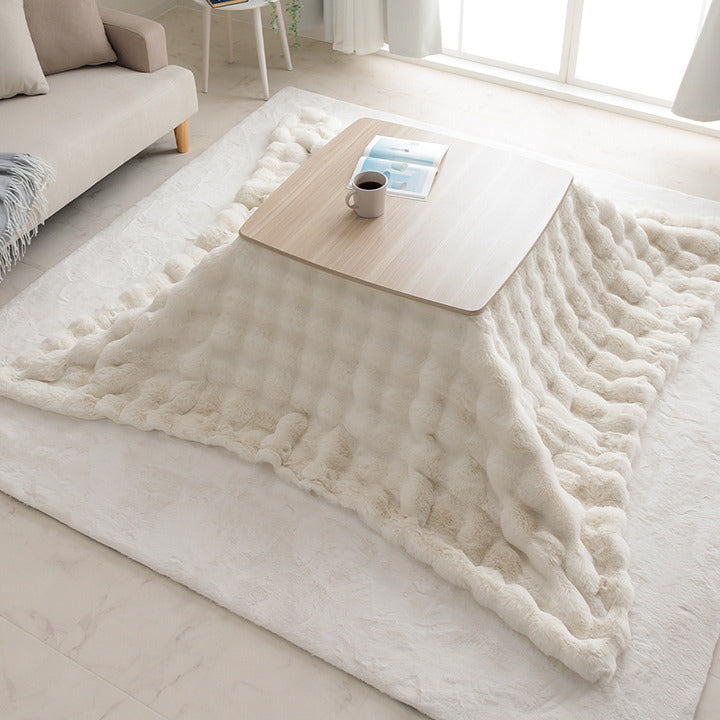 こたつ布団 長方形 こたつ掛布団 こたつ掛け毛布 洗える おしゃれ かわいい コタツ布団 白 フェイクファー フランネル 省エネ 韓国インテリア 海外風 新生活 北欧 姫系 ふわふわ アイボリー 約180×220cm アイボリー ihk-1182280141711の画像