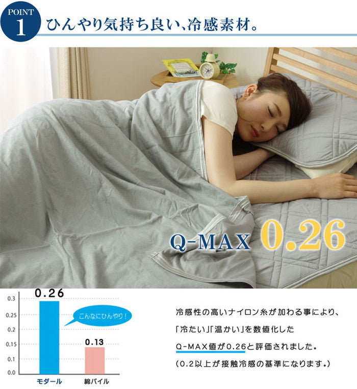 ケット シングル 洗える なめらか モダール 合わせケット 約140×190cm ブルー グレー ihk-1191160040110の画像