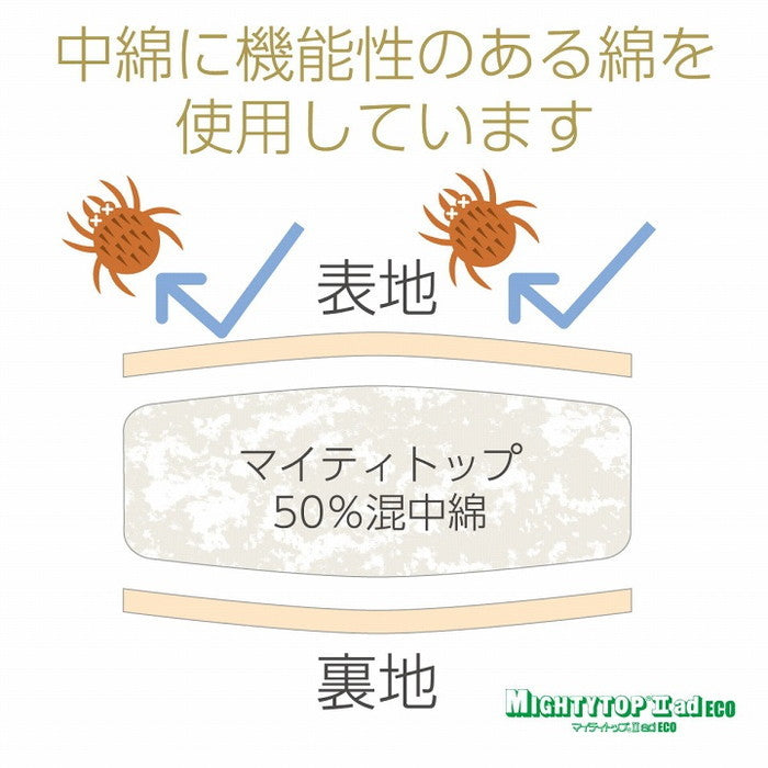 寝具 オールシーズン 快適睡眠 ベッドパッド 洗える 帝人 マイティトップ2 防ダニ 抗菌防臭 洗濯機OK 四隅ゴムバンド付き ズレにくい セミダブル 120×200cm ihk-1192040370201の画像