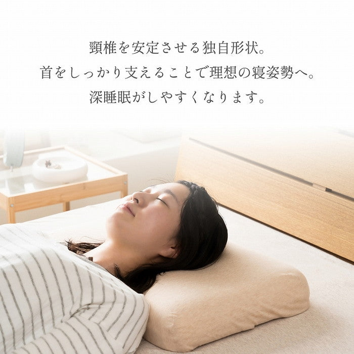 やすらぐ 首 カバー付き 整骨院長監修 低反発枕 肩こり ストレートネック 頸椎サポート 首サポート 約31×51cm ihk-1194110372416の画像