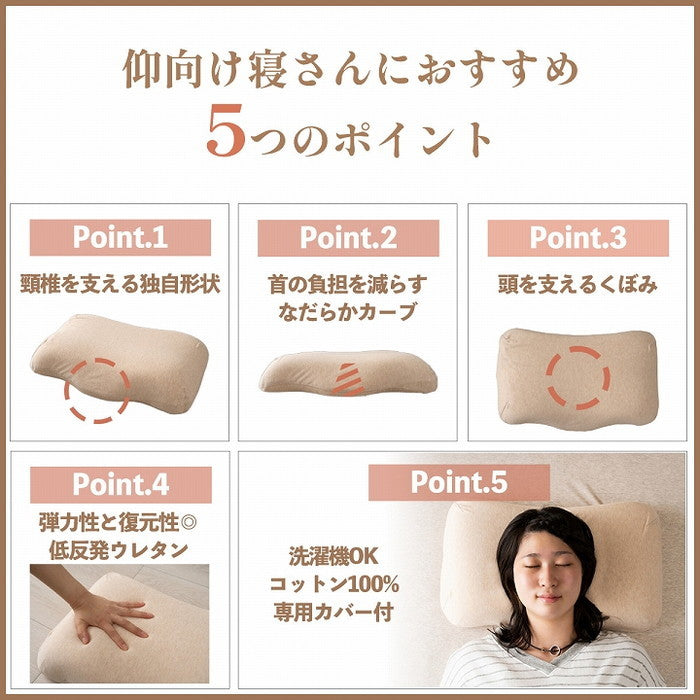 やすらぐ 首 カバー付き 整骨院長監修 低反発枕 肩こり ストレートネック 頸椎サポート 首サポート 約31×51cm ihk-1194110372416の画像
