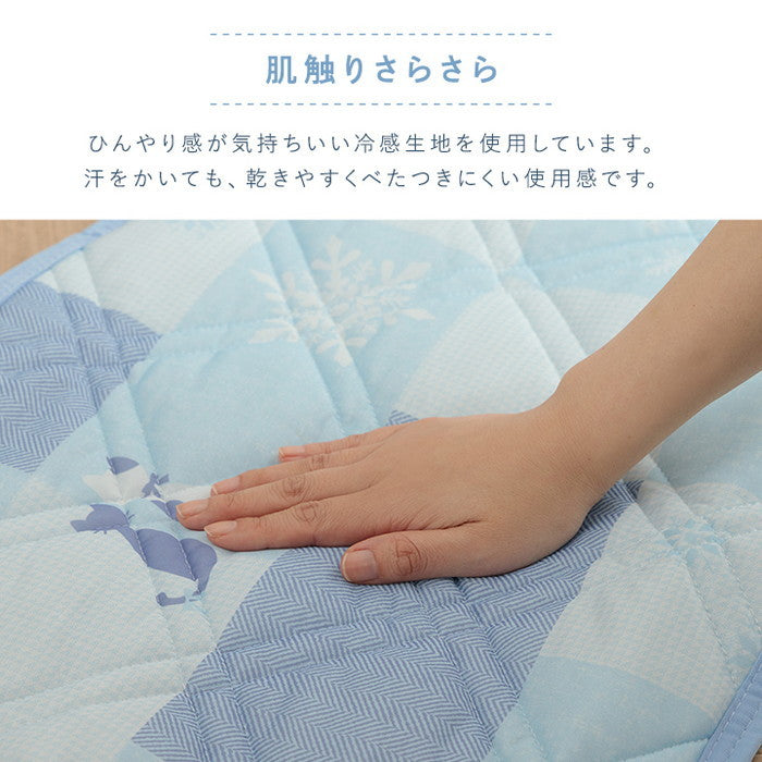 冷感 可愛い 猫柄 おすすめ ひんやり 肌触り 節電 冷感寝具 夏用 涼しい 枕パッド 約40×50cm ブルー ihk-1195100379902の画像