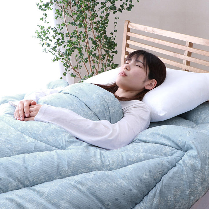 寝具 洗える 清潔 掛け布団 東レft綿 日本製 ダブルロング 約190×210cm イリス マルチブルー マルチブルー ブルー ピンク ihk-1200450042402の画像