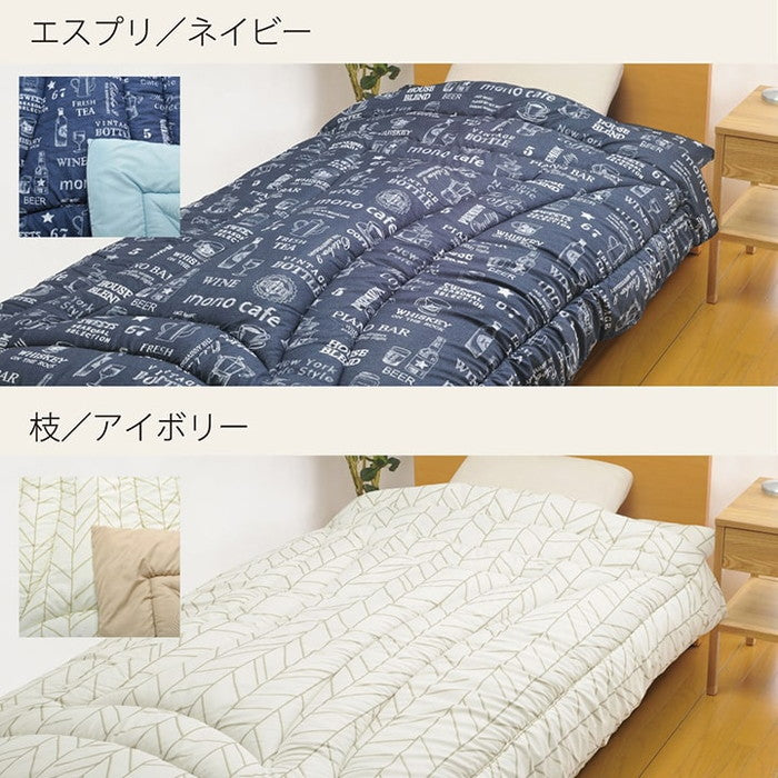 寝具 洗える 掛け布団 東レマッシュロン綿 軽量 かさ高 色柄選べる 日本製 シングルロング 約150×210cm エール エスプリ カリン ジェード シュエル タイル ボーダーブルー ボーダーブラウン ポタリー 枝 ihk-1200620023502の画像