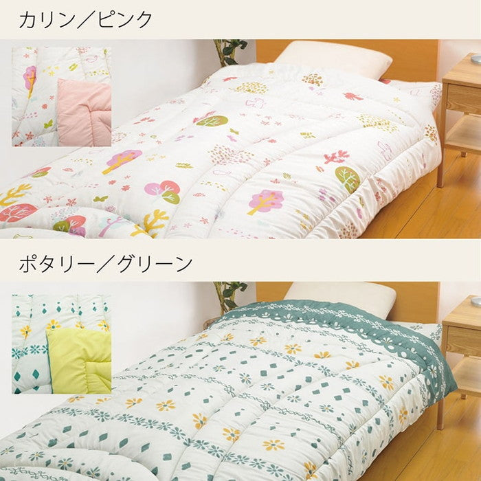 寝具 洗える 掛け布団 東レマッシュロン綿 軽量 かさ高 色柄選べる 日本製 シングルロング 約150×210cm エール エスプリ カリン ジェード シュエル タイル ボーダーブルー ボーダーブラウン ポタリー 枝 ihk-1200620023502の画像