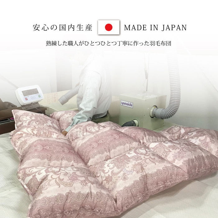 寝具 羽毛 掛け布団 日本製 抗菌防臭 防ダニ アレルプラス加工 立体キルト ダウンパワー370 ホワイトダックダウン90％ シングルロング 150×210cm ブルー ピンク ihk-1202471043502の画像