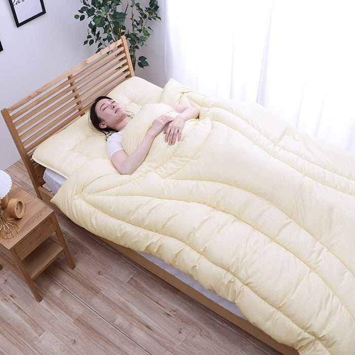 寝具 清潔 快適 掛け布団 ダニ増殖抑制 日本製 無地 シンプル セミダブルロング 約170×210cm ihk-1202890022702の画像