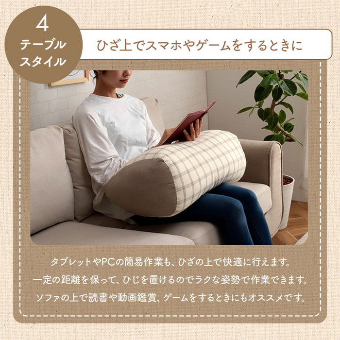 クッション 寄りかかり 日本製 オーガニックコットン 綿100% チェック 洗える 背もたれ 約60×35×25cm ベージュ ピンク ihk-1210140021001の画像
