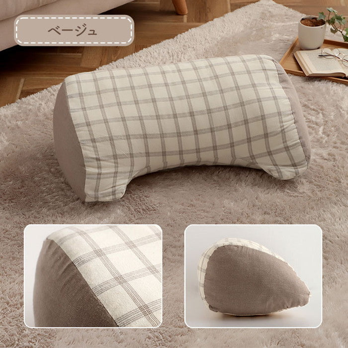 クッション 寄りかかり 日本製 オーガニックコットン 綿100% チェック 洗える 背もたれ 約60×35×25cm ベージュ ピンク ihk-1210140021001の画像