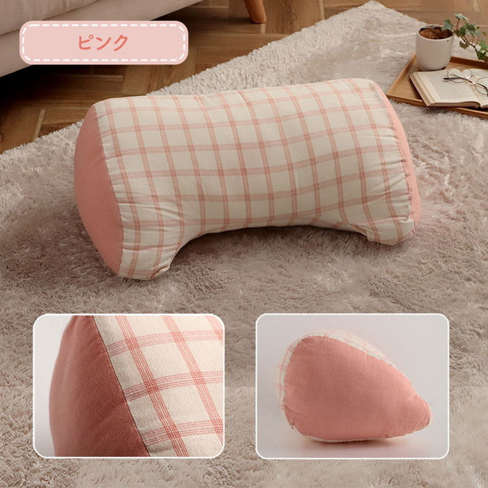 クッション 寄りかかり 日本製 オーガニックコットン 綿100% チェック 洗える 背もたれ 約60×35×25cm ベージュ ピンク ihk-1210140021001の画像