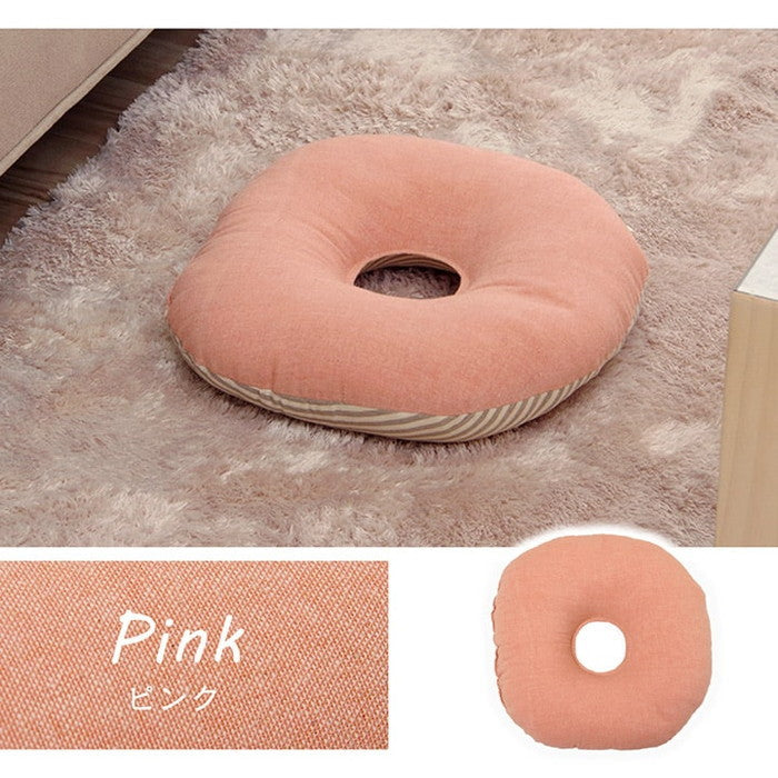 クッション 円形 円座 穴あき 日本製 オーガニックコットン 綿100% 無地 洗える 約35cm丸 ベージュ ブルー グリーン ピンク イエロー ihk-1210250020401の画像