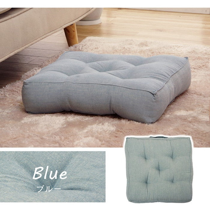 クッション 四角 厚い 持ち運び 日本製 オーガニックコットン 綿100% 無地 洗える 座布団 約40×40cm ベージュ ブルー グリーン ピンク イエロー ihk-1210250021801の画像