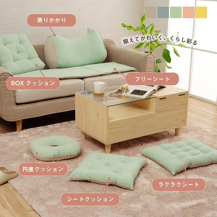 クッション 四角 厚い 持ち運び 日本製 オーガニックコットン 綿100% 無地 洗える 座布団 約40×40cm ベージュ ブルー グリーン ピンク イエロー ihk-1210250021801の画像