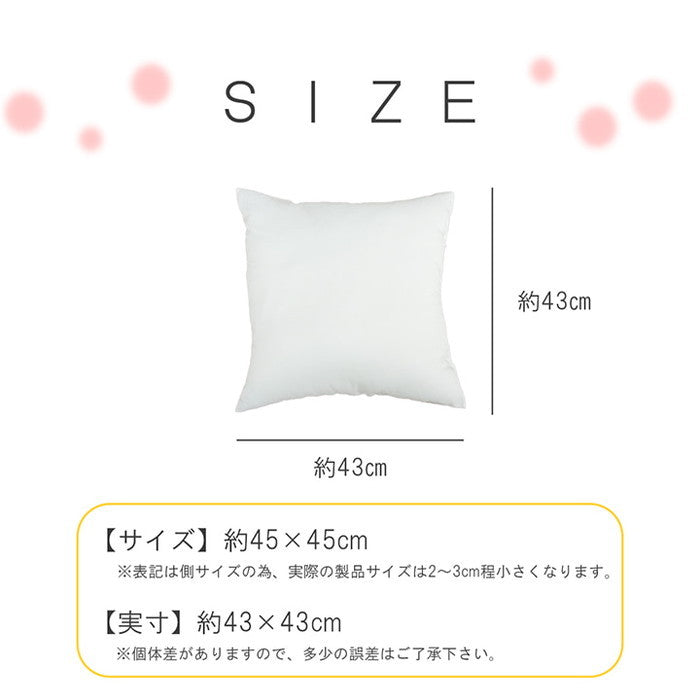ヌードクッション 洗える 日本製 中身 セアテ 約45×45cm 2枚組 アイボリー ihk-1210660140703の画像