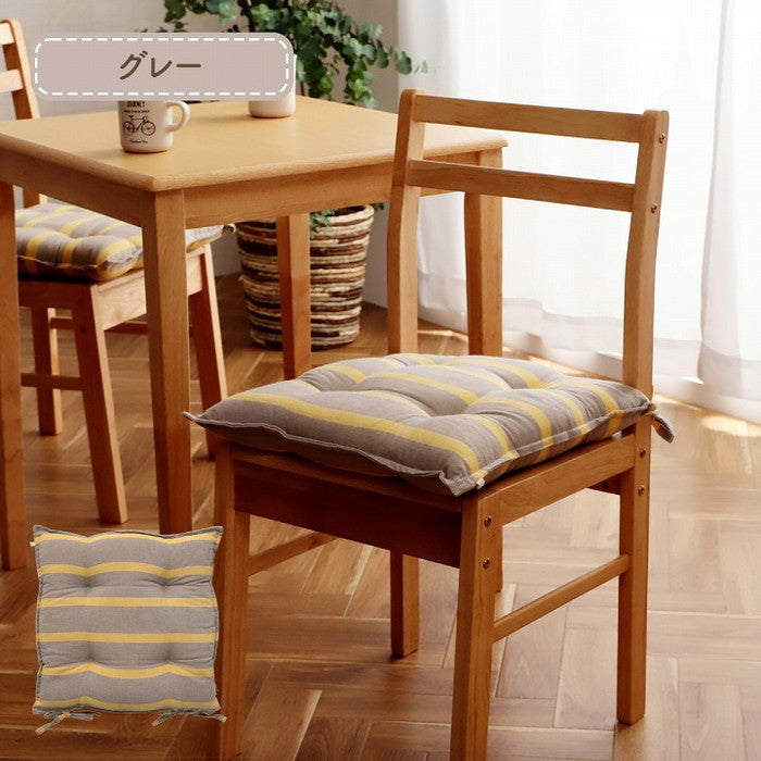 クッション シート 椅子 日本製 オーガニックコットン 綿100% ボーダー 洗える 約43×43cm グレー ネイビー ihk-1210980130201の画像