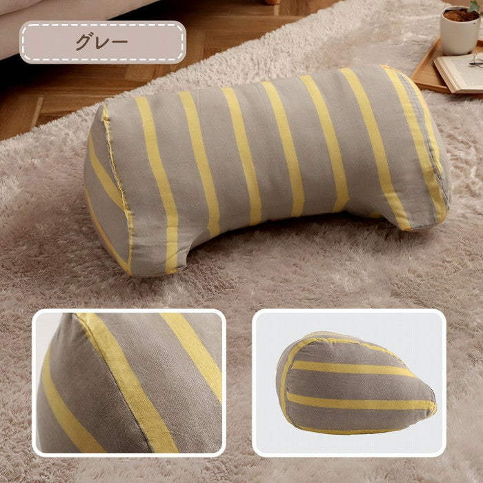 クッション 寄りかかり 日本製 オーガニックコットン 綿100% ボーダー 洗える 背もたれ 約60×35×25cm グレー ネイビー ihk-1210980131001の画像