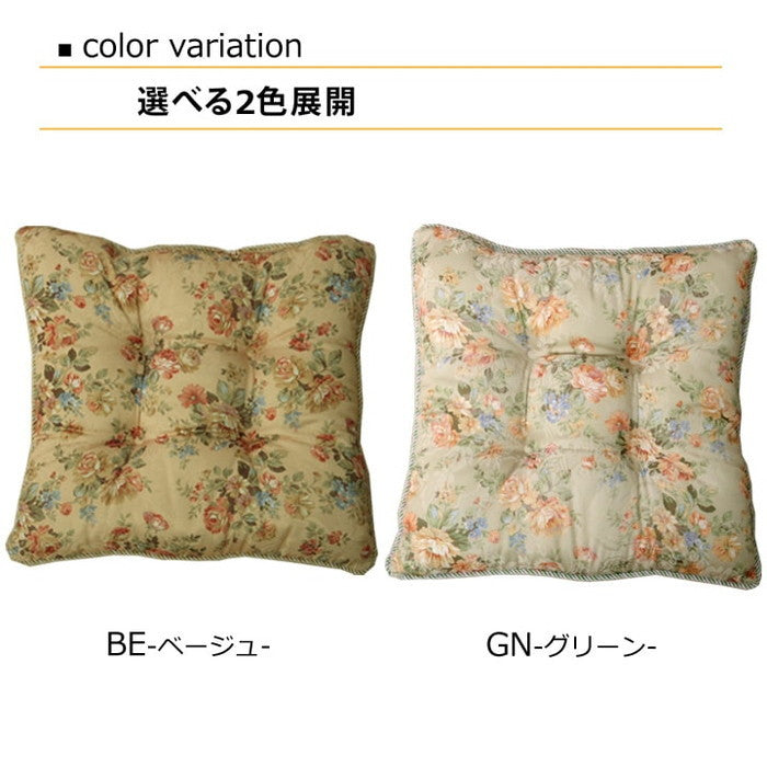 クッション リビング エレガンス 花柄 モニエール 約53×53cm 2枚組 ベージュ グリーン ihk-1211090020603の画像