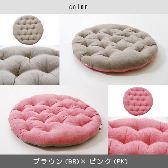 クッション フロア 綿100% 無地 シンプル ルージュ 約53cm丸 ブラウン ネイビー ihk-1211290064601の画像