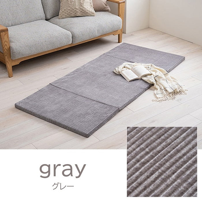 マット ごろ寝 4連 四つ折り 滑りにくい 防音 ボリューム 厚い へたりにくい コーデュロイ 無地 約80×180cm ベージュ グリーン グレー ihk-1211770024801の画像