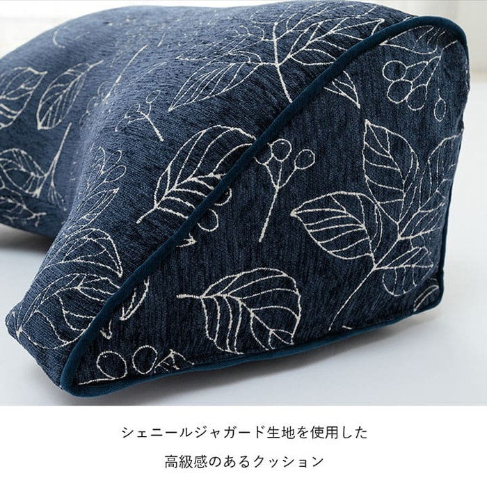 クッション 寄りかかり 日本製 洗える 背もたれ ボタニカル 約55×35×25cm アイボリー ネイビー ihk-1211790141001の画像