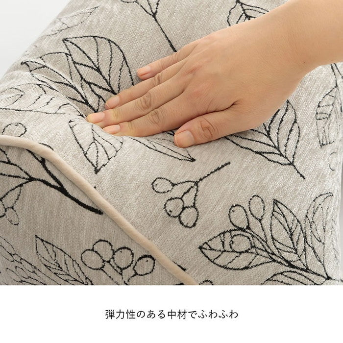 クッション 寄りかかり 日本製 洗える 背もたれ ボタニカル 約55×35×25cm アイボリー ネイビー ihk-1211790141001の画像