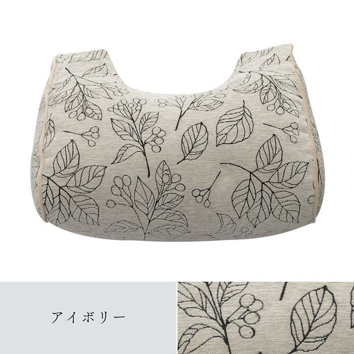 クッション 寄りかかり 日本製 洗える 背もたれ ボタニカル 約55×35×25cm アイボリー ネイビー ihk-1211790141001の画像