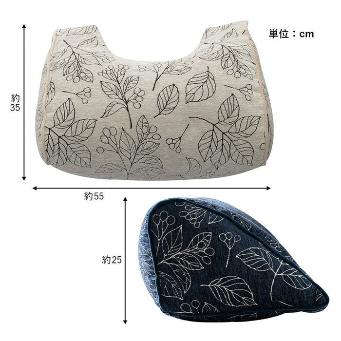 クッション 寄りかかり 日本製 洗える 背もたれ ボタニカル 約55×35×25cm アイボリー ネイビー ihk-1211790141001の画像