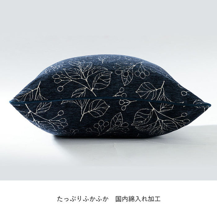 クッション 日本製 洗える セアテ ボタニカル 約60×60cm アイボリー ネイビー ihk-1211790142901の画像