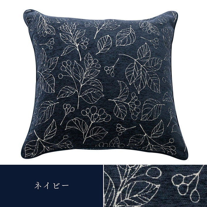 クッション 日本製 洗える セアテ ボタニカル 約60×60cm アイボリー ネイビー ihk-1211790142901の画像