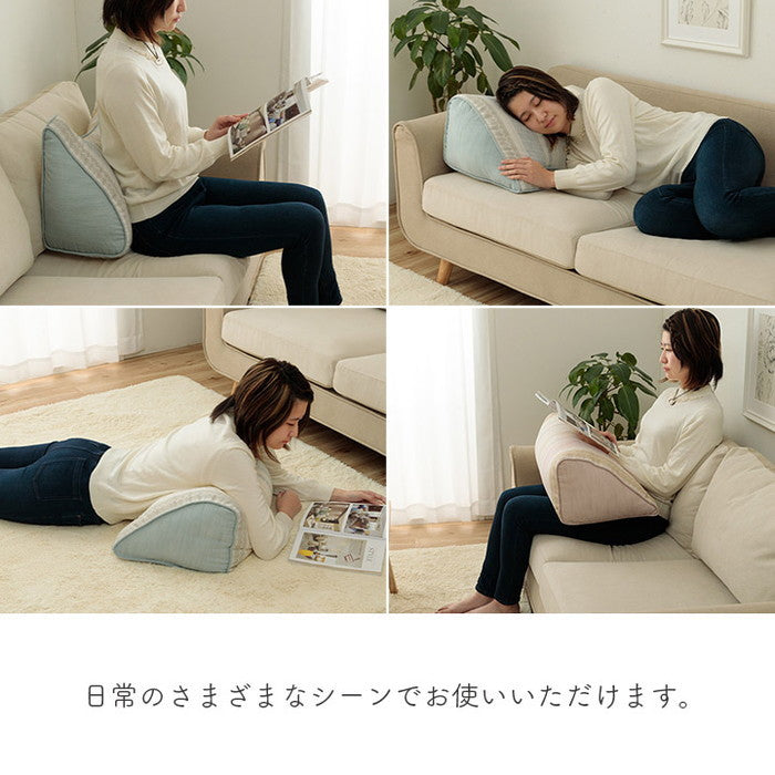 クッション 日本製 よりかかる セアテ くつろぐ 北欧 洗える ブルー 約55×35cm ブルー ピンク ihk-1211940041001の画像