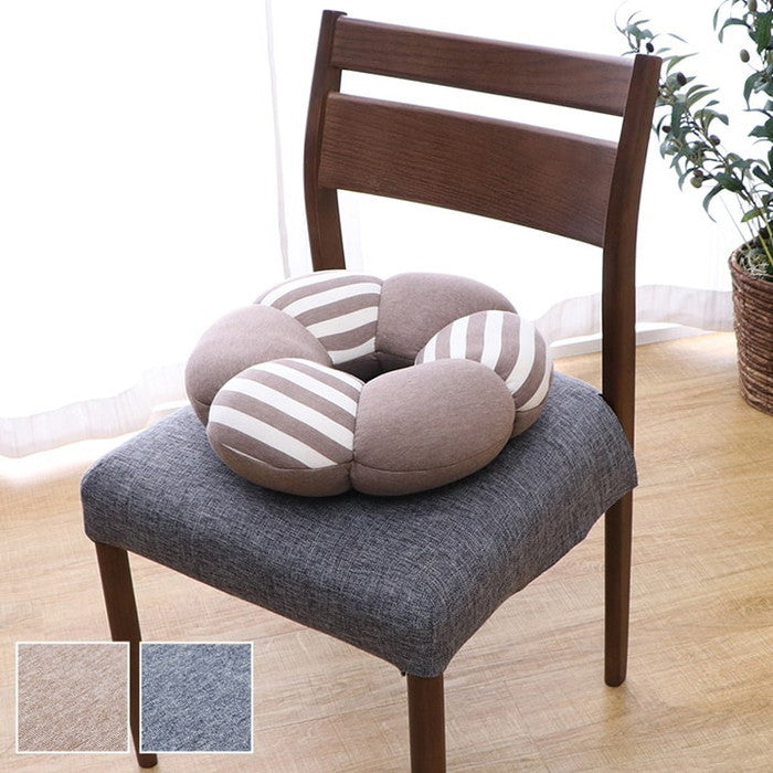 クッション 穴あき 円座 花 シンプル もっちり 低反発 ウレタン オフィス ドライブ 約40cm丸 ブラウン ネイビー ihk-1220880060415の画像