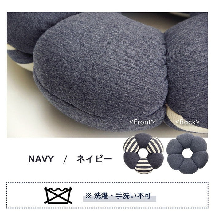 クッション 穴あき 円座 花 シンプル もっちり 低反発 ウレタン オフィス ドライブ 約40cm丸 ブラウン ネイビー ihk-1220880060415の画像