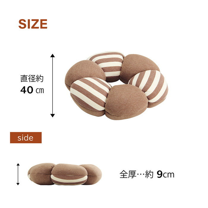 クッション 穴あき 円座 花 シンプル もっちり 低反発 ウレタン オフィス ドライブ 約40cm丸 ブラウン ネイビー ihk-1220880060415の画像
