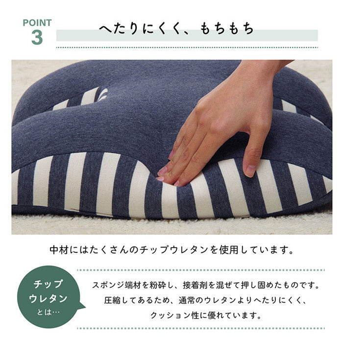 クッション 腰当 背中 姿勢 変形 ウレタン 約40×40cm ブラウン ネイビー ihk-1220880064467の画像