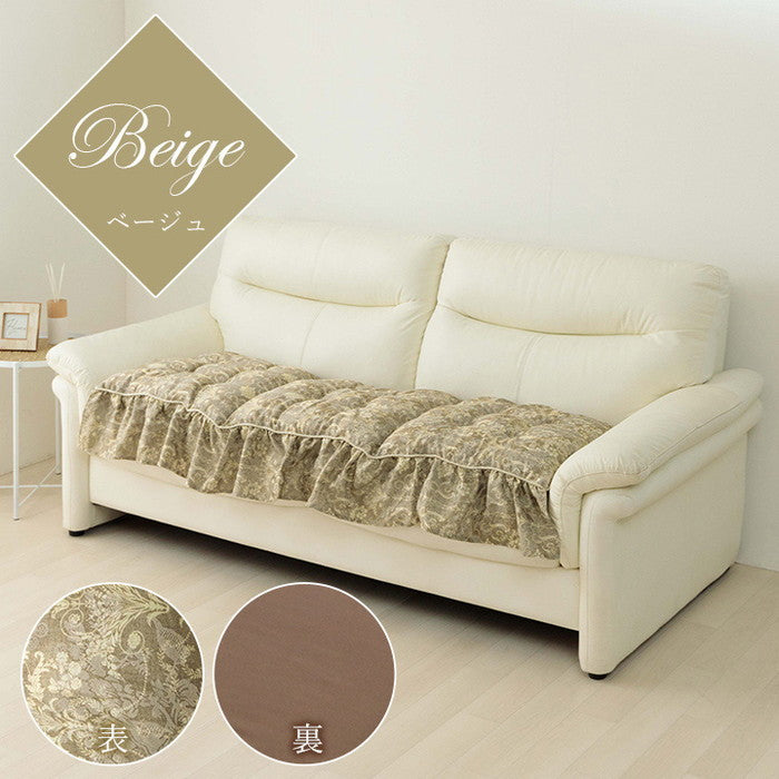 クッション 三人掛け ソファー フリル シート エレガンス 国産 日本製 約53×160cm ベージュ パープル ihk-1220890024291の画像