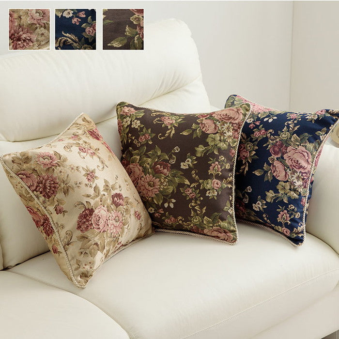 クッション 日本製 洗える セアテ エレガント 約43×43cm ベージュ ブラウン ネイビー ihk-1220900020791の画像