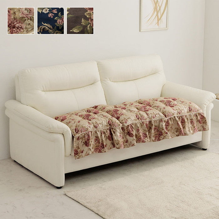 クッション 日本製 洗える 二人掛け ソファ フリル フリーシート エレガント 約55×110cm ベージュ ブラウン ネイビー ihk-1220900024138の画像