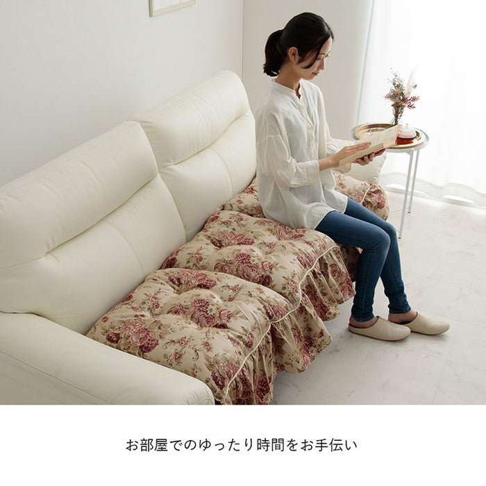 クッション 日本製 洗える 二人掛け ソファ フリル フリーシート エレガント 約55×110cm ベージュ ブラウン ネイビー ihk-1220900024138の画像