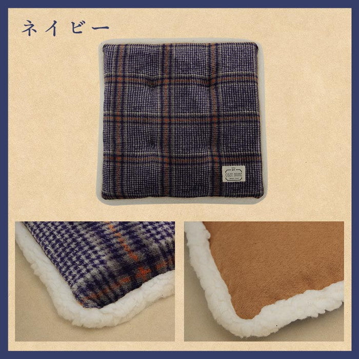 クッション シート 洗える チェック カジュアル 滑りにくい リビング ダイニング 車 約40×40cm 2枚組 ブラウン ネイビー ihk-1220910060282の画像
