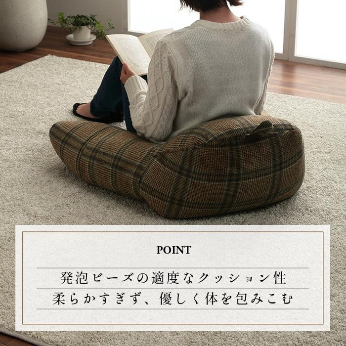 クッション 足長 リラックス 寝転ぶ 洗える チェック カジュアル 約40×70cm ブラウン ネイビー ihk-1220910061791の画像