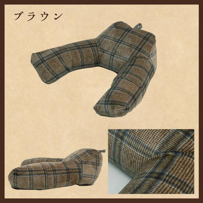 クッション 足長 リラックス 寝転ぶ 洗える チェック カジュアル 約40×70cm ブラウン ネイビー ihk-1220910061791の画像