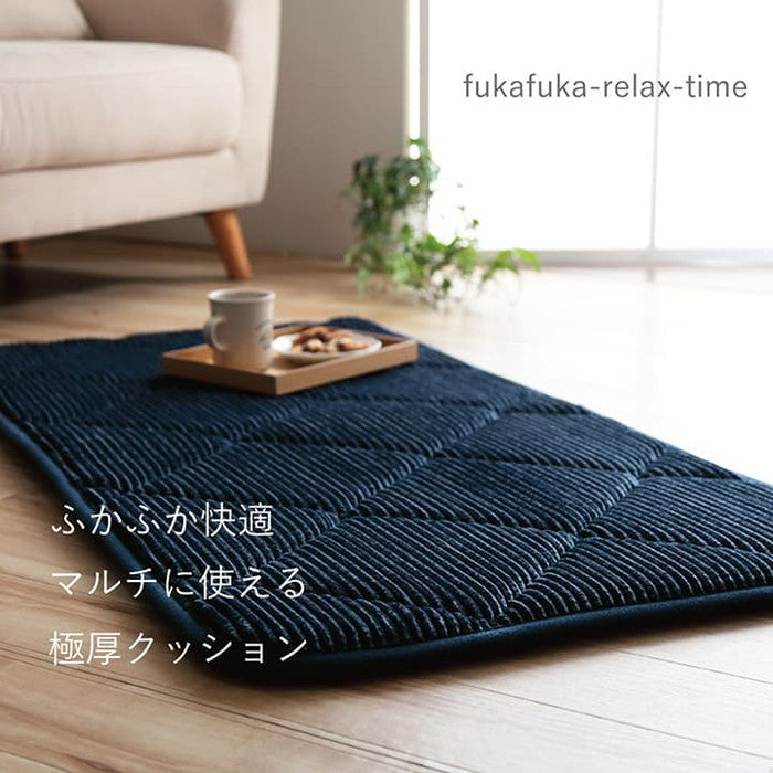 クッション 座布団 オシャレ コーデュロイ調 滑りにくい加工 ふかふか キルト 無地 正方形 約60×60cm ベージュ ブラウン グリーン ネイビー オレンジ ihk-1221060021691の画像