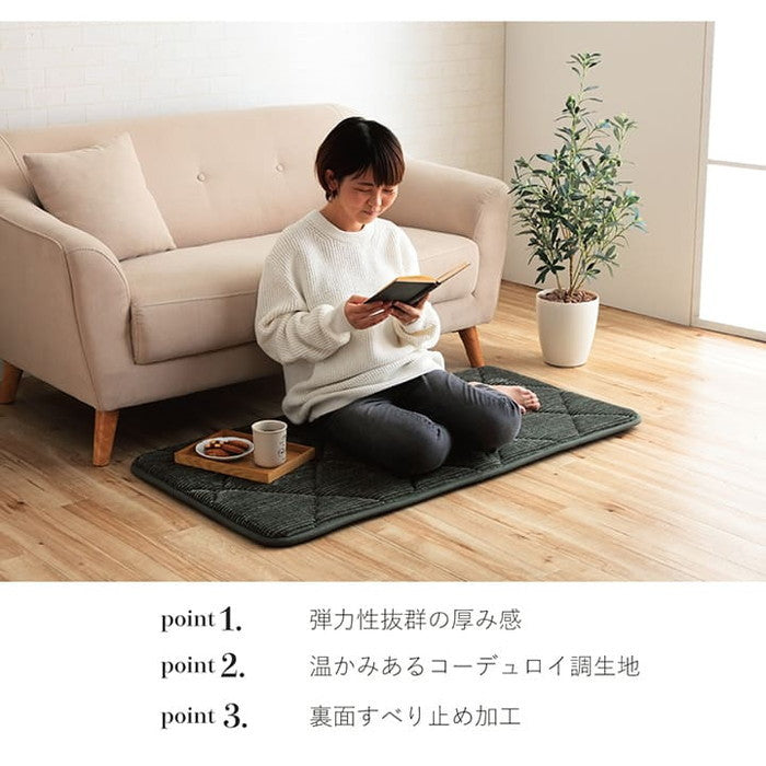 クッション 座布団 オシャレ コーデュロイ調 滑りにくい加工 ふかふか キルト 無地 長方形 約60×180cm ベージュ ブラウン グリーン ネイビー オレンジ ihk-1221060022891の画像