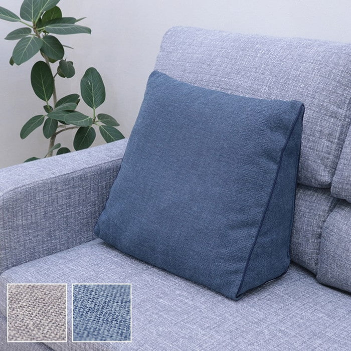 背もたれ クッション 三角 寄りかかり ソファ フロアクッション 枕 ソファー 背当 スマホ シンプル 国内綿入れ加工 約25×50×45cm グレー ネイビー ihk-1221340134691の画像