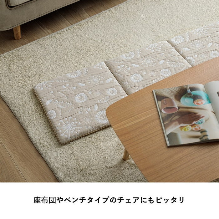 クッション 日本製 洗える ベンチシート フリーシート 北欧 約43×130cm ベージュ ブルー ihk-1222290020591の画像