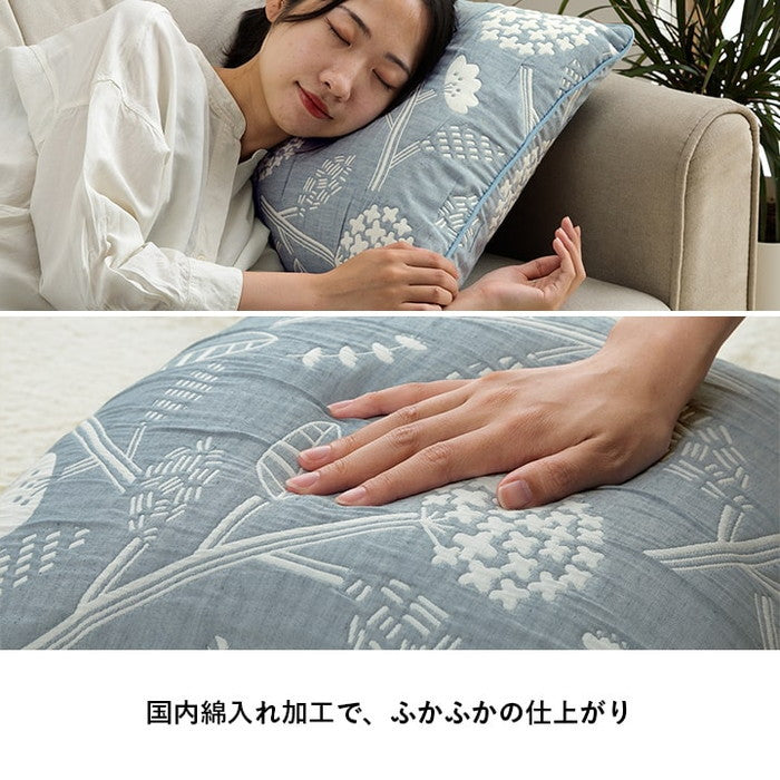 クッション 日本製 洗える セアテ 北欧 約43×43cm ベージュ ブルー ihk-1222290020791の画像