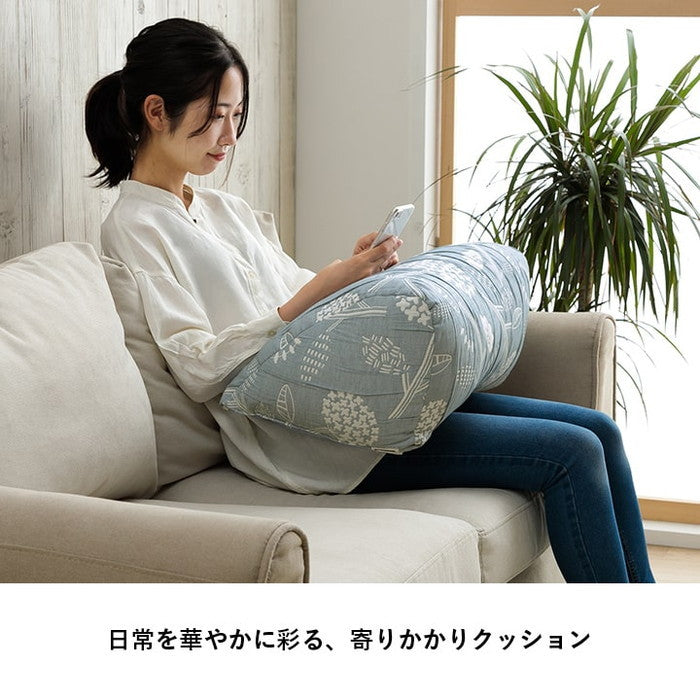 クッション 寄りかかり 洗える 背もたれ 北欧 約55×35cm ベージュ ブルー ihk-1222290021001の画像