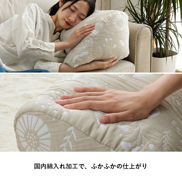 クッション 寄りかかり 洗える 背もたれ 北欧 約55×35cm ベージュ ブルー ihk-1222290021001の画像