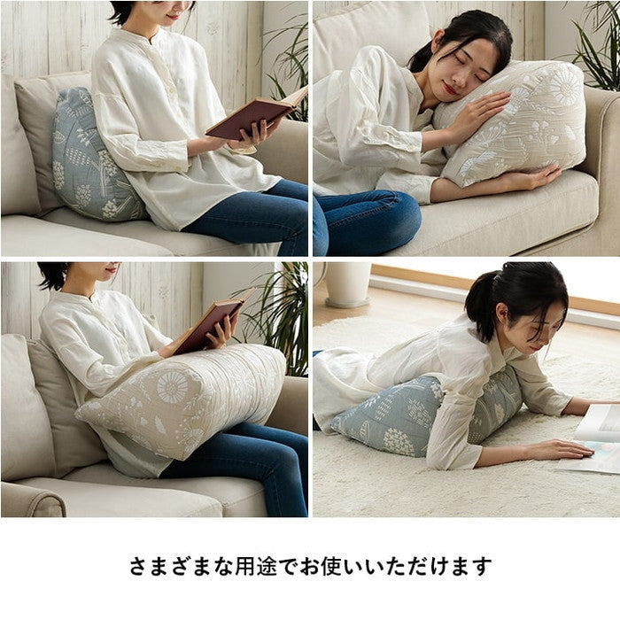 クッション 寄りかかり 洗える 背もたれ 北欧 約55×35cm ベージュ ブルー ihk-1222290021001の画像