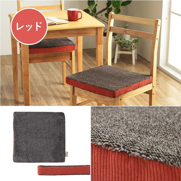クッション シート コーデュロイ風 低反発 約40×40cm ブルー レッド イエロー ihk-1223300040232の画像